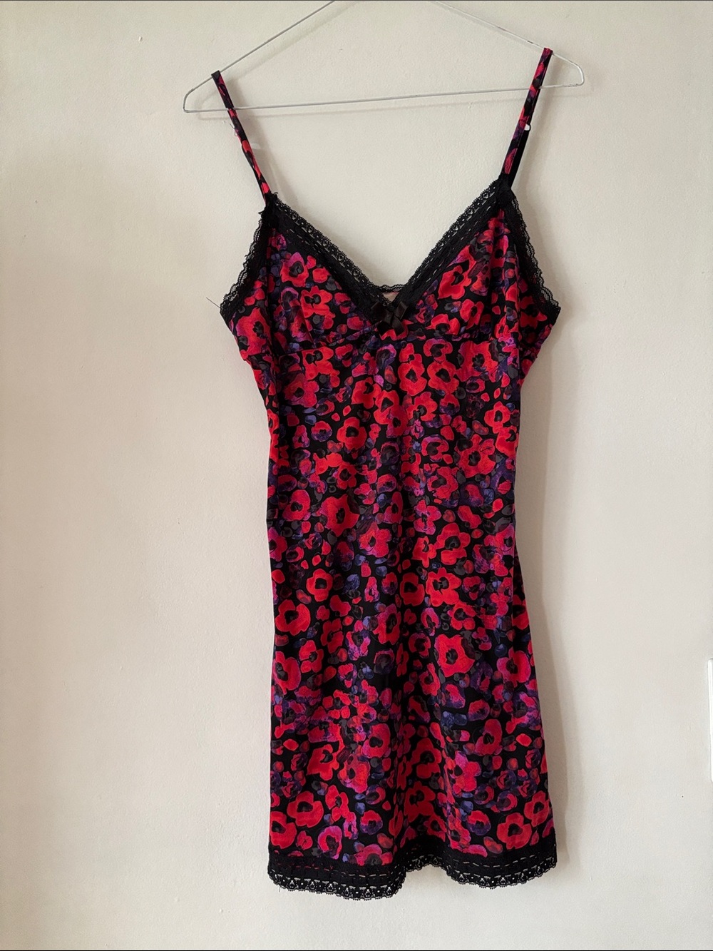 La SENZA Red and Purple Floral Lace Slip